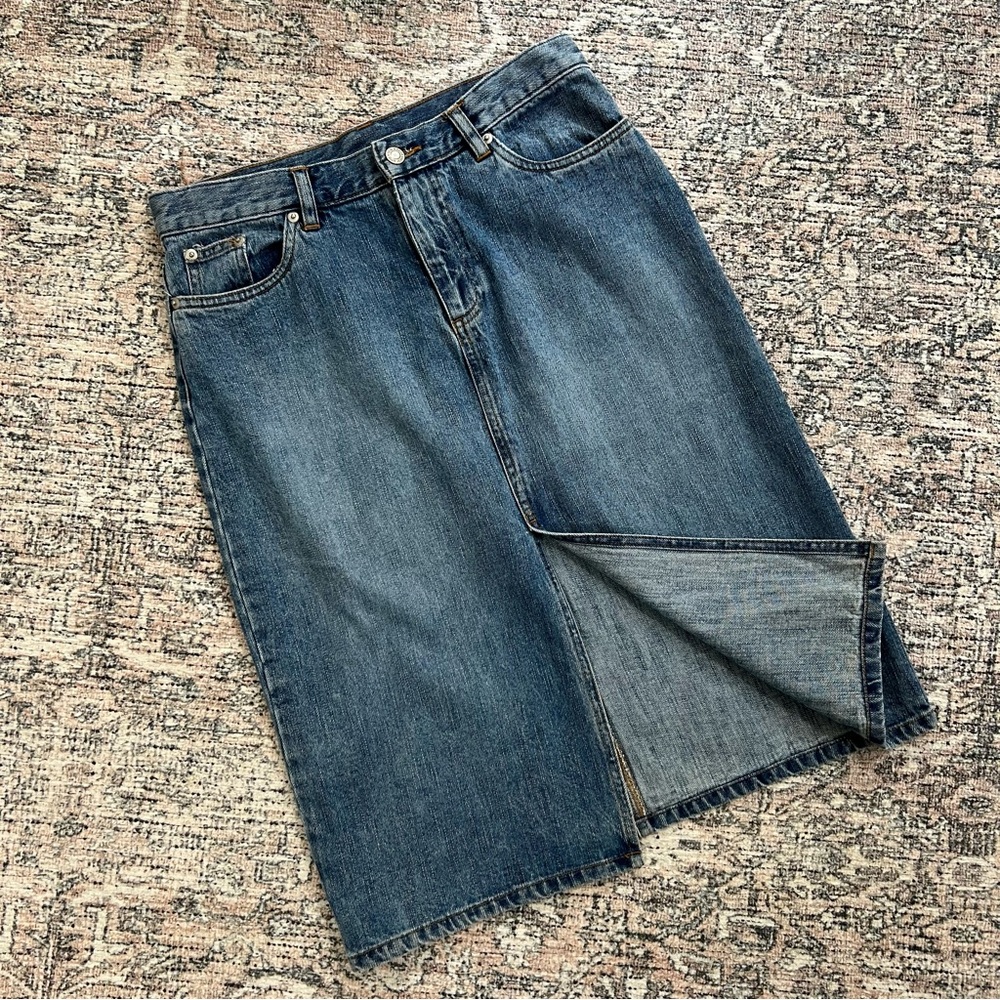 Vintage Old Navy Jean Skirt Front Slit Women’s Size 4  Denim 100% Cotton - Picture 4 of 10